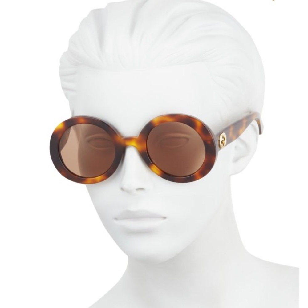 Gucci tortoise round oversized sunglasses